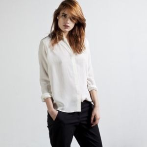 Everlane silk long sleeve blouse, ivory size large